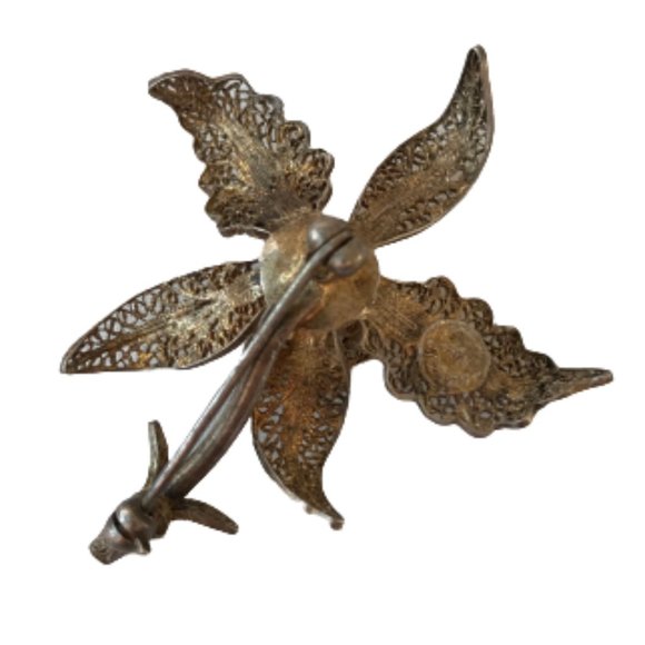 Topazio Gold plating Sterling Silver Flower Brooch - Picture 6 of 8